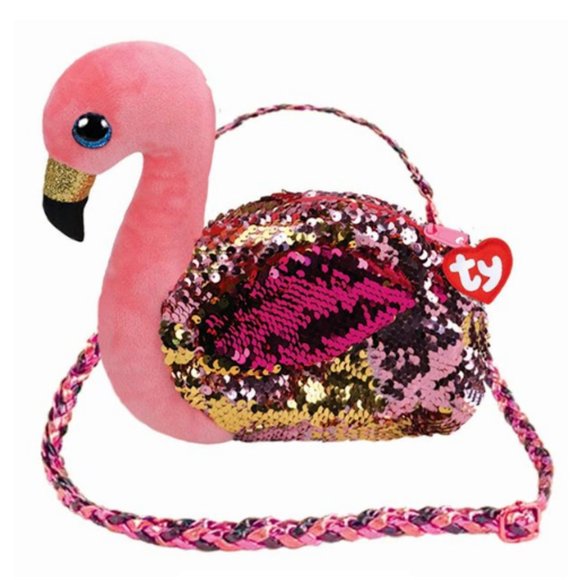 TY GILDA the Flamingo Sequin Covered Crossbody Purse - Picture 1 of 10